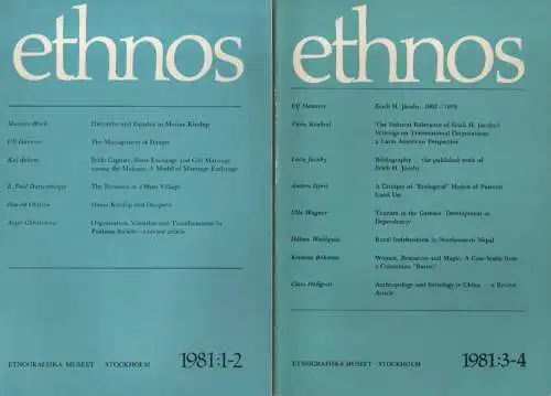 Folkens Museum - Etnografiska (Stockholm) (Hrsg.): Ethnos. Journal of anthropology / National Museum of Ethnography, Stockholm. Jahrgang 1981: 1-2 + 3-4 (in 2 Bde.). 