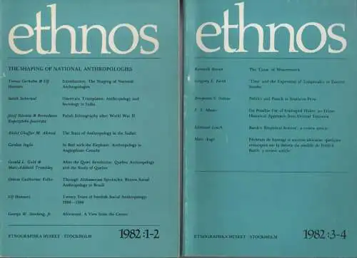 Folkens Museum - Etnografiska (Stockholm) (Hrsg.): Ethnos. Journal of anthropology / National Museum of Ethnography, Stockholm. Jahrgang 1982: 1-2 + 3-4 (in 2 Bde.). 