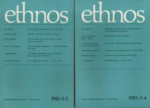 Folkens Museum - Etnografiska (Stockholm) (Hrsg.): Ethnos. Journal of anthropology / National Museum of Ethnography, Stockholm. Jahrgang 1983: 1-2 + 3-4 (in 2 Bde.). 