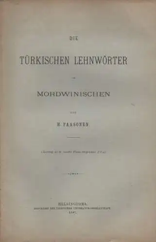 Paasonen, H: Die türkischen Lehnwörter im Mordwinischen. 