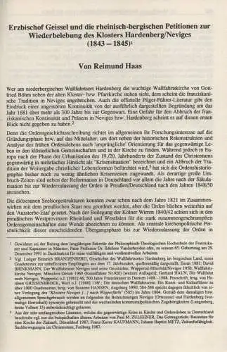 Haas, Reimund: Erzbischof Geissel und die rheinisch bergischen Petitionen zur Wiederbelebung des Klosters Hardenberg / Neviges (1843 1845). (Aus: Bettelorden und Stadt. Bettelorden und städtisches.. 
