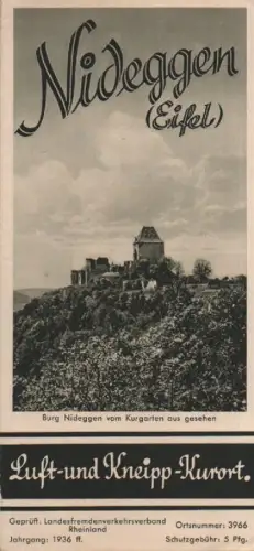 Landesverband Rheinland e.V. (Hrsg.): Nideggen (Eifel). Luft- und Kneipp-Kurort. (Reiseprospekt, 1936). 