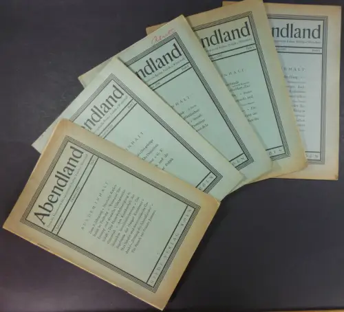 Klein, Karl (Schriftleitung): Abendland. Deutsche Monatshefte für europäische Kultur, Politik u. Wirtschaft. 4 Hefte: Heft 1-2/1929 + 4-5/1930 (5. Jahrgang). 