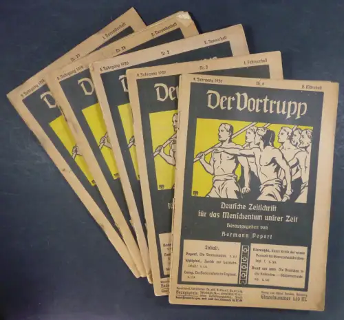 Popert, Hermann (Hg.): Der Vortrupp. Deutsche Zeitschrift für das Menschentum unsrer Zeit. 5 Hefte: Nr. 23 + 24/1919, Nr. 2, 3, 6 / 1920. 