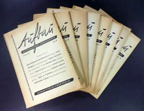 Kulturbund zur demokratischen Erneuerung Deutschlands (Hg.): Konvolut "Aufbau. Kulturpolitische Monatsschrift mit literarischen Beiträgen". 11 Hefte 1946-1948. Jahrgang 1946 - Hefte 3,5,12.Jahrgang 1947 - Hefte 1-3,7,9.Jahrgang 1948 - Hefte 1-3. 