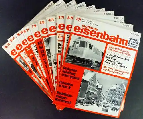 Hill, Joachim M. (Red.): moderne Eisenbahn. Offizielles Organ des Bundesverbandes Deutscher Eisenbahn-Freunde. Januar-Dezember 1971, kompletter Jahrgang in 10 Heften (Nr. 1-12). 
