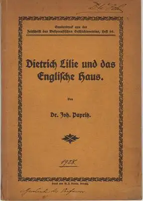 Papritz, Johannes: Dietrich Lilie und das Englische Haus. 