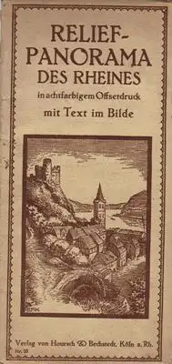 Relief-Panorama des Rheines - In achtfarbigem Offsetdruck, mit Text im Bilde. 