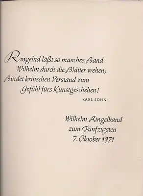 Wilhelm Ringelband zu seinem fünfzigsten Geburtstag 7. Oktober 1971