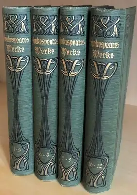Shakespeare, William / Schlegel / Tieck (übers.): Shakespeares sämtliche dramatische Werke (12 Bände in 4 Büchern - komplett). 