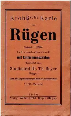 Studienrat Dr. Th. Beyer (bearb.): Heimatkarte der Insel Rügen. 