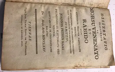 Dissertatio in auguralis de Morsu Venenato et Rabido quam Annuente inclyta facultate Medica