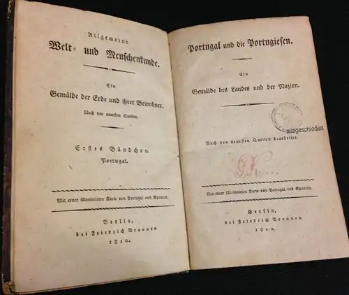 Bratring, Friedrich Wilhelm August: Portugal und die Portugiesen. Ein Gemälde des Landes und der Nazion. Nach den neuesten Quellen bearbeitet. [Allgemeine Welt- und Menschenkunde. Erstes Bändchen]. [ohne die illuminierte Karte]. 