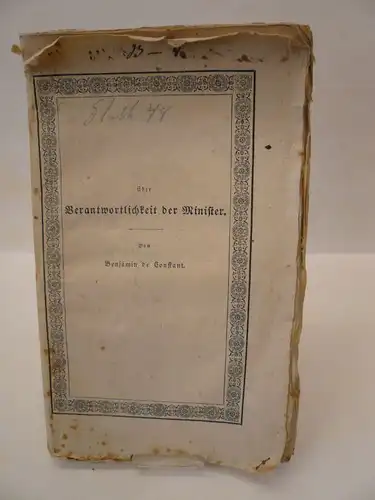 Constant, Benjamin de: Über Verantwortlichkeit der Minister. 