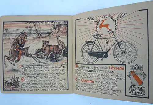 Dieren en Dieren. Tekst van Nono. Teekeningen van André Vlaanderen. Uitgave Gazelle. Rijwielfabriek. Dieren. 