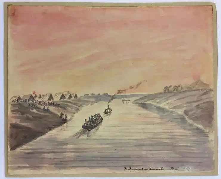 Hollndisch - 19. Jahrhundert,, Mahmudiyakanal bei Sonnenuntergang. Aquarell und Bleistift 0