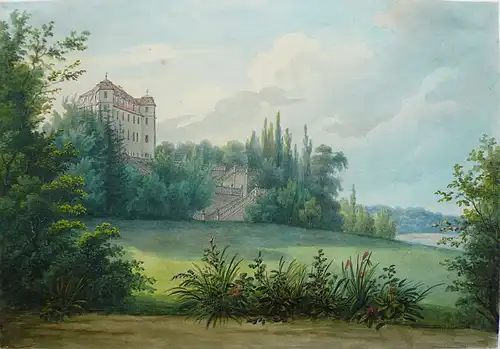 Aquarellist 19. Jahrhundert,, Schloss Untermerzbach. Aquarell