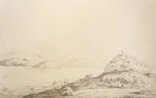 Deutsch-Italienischer Künstler 1. Hälfte des 19. Jahrhunderts,, Castello di Ischia. Bleistift