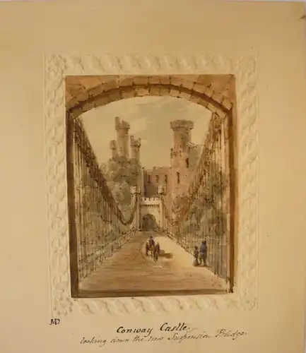 Englischer Zeichner des 19. Jahrhunderts,, Conway Castle. Tuschfeder mit Aquarell