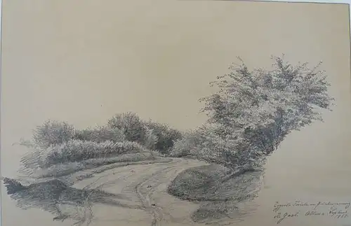 Goos, Berend (1815 - Hamburg - 1885),, Eggers-Twiete vom Pinnebergerweg in Hamburg-Altona. Bleistiftzeichnung