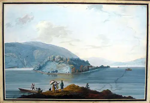 Hartmann, Johann Joseph (1753 Mannheim - 1830 Cotterd),, St. Petersinsel im Bielersee. Gouache