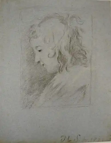 Monogrammist J. L. S., 18. Jahrhundert,, Bildnis eines Kindes. Kreidezeichnung mit weiß gehöht