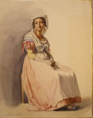 Müller, Karl Friedrich Johann von (1813 Stuttgart  - 1881 Frankfurt a.M.),, Junge Frau aus Albano. Aquarell über Bleistift