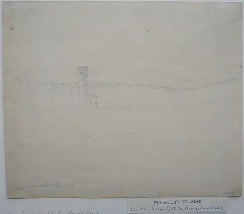 Olivier, Woldemar Friedrich (1791 Dessau 1859),, Blick auf den Torre di S. Catarina in Tivoli. Bleistift