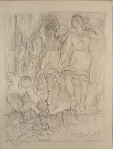 Popelik, Jan (1832 - Prag - 1906),, Studie zu Tänzerinnen. Bleistift