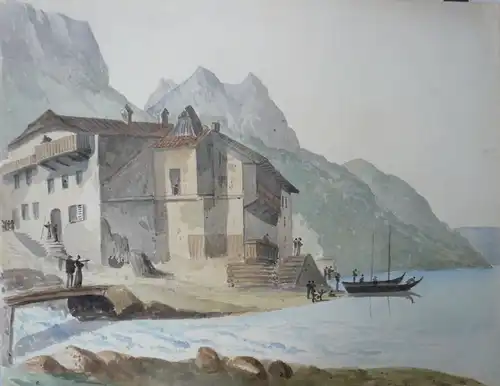 Porcher, Charles Albert (1834 Orléans - 1895) - zugeschrieben,, Genfer See. Aquarell über Spuren von Bleistift