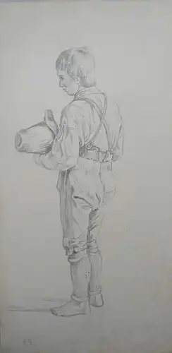 Quaglio, Lorenzo (1793 - München - 1869)  - Umkreis,, Figurenstudie eines in Tracht gekleideten Jungen. Bleistift