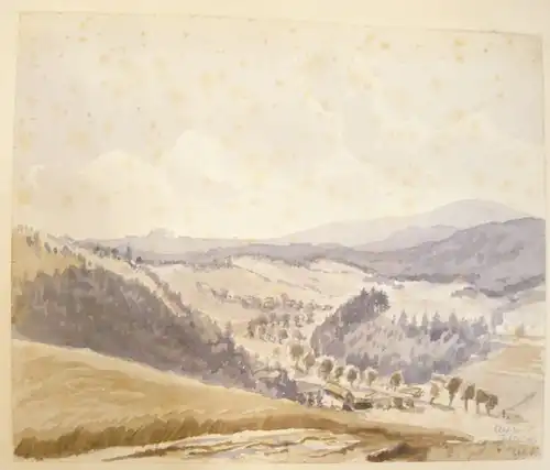 Ruge, Sophus (1831 Dorum - 1903 Klotzsche),, Blick ins Fichtelgebirge. Aquarell