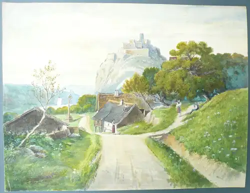 Schlegel, August Friedrich (1828 Heidersdorf - 1895 Dresden) - zugeschrieben.,, Burgruine (Königstein im Taunus) Aquarell
