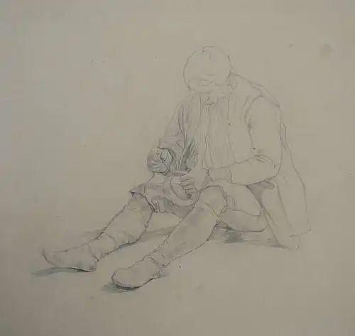 Süddeutscher Romantiker,, Figurenstudie. Bleistift