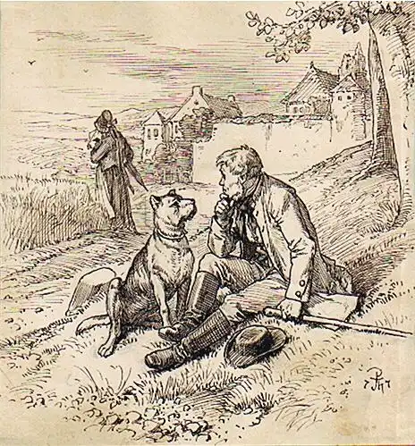 Thumann, Paul (1834 Teschacksdorf - 1908 Berlin),, Rast unter einem Baum. Tuschfederzeichnung