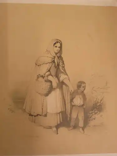 Valério, Théodore,, Bäuerin mit Kind. Bleistift mit Weißhöhung