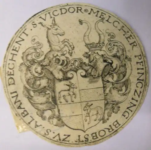 Beham, Hans Sebald (1500 Nürnberg - 1550 Frankfurt am Main),, Wappen des Melchior Pfinzing. Kupferstich