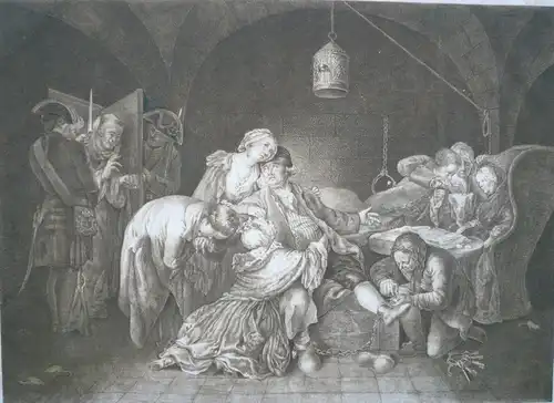 Chodowiecki, Daniel Nikolaus (1726 Danzig -  1801 Berlin),, Der Abschied des Calas von seiner Familie. Radierung von Andreas Leonhard Moeglich