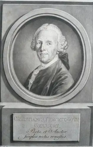 Haid, Johann Elias (1739 - Augsburg  - 1809) und nach Anton Graf (1736 - Winterthur - 1813),, Christianus Furchtegott Gellert, Poeta et Auctor simplex, rectus, venustus. Schabkunst (Mezzotinto)
