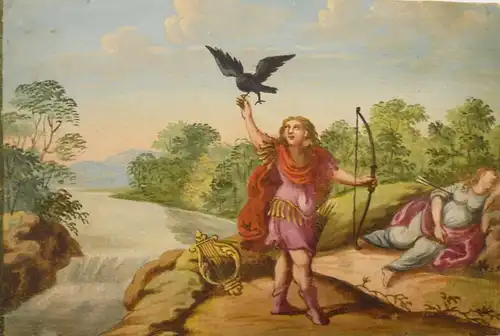 Künstler Mitte des 18. Jahrhundets,, Stammbuchblatt mit Apollon. Gouache