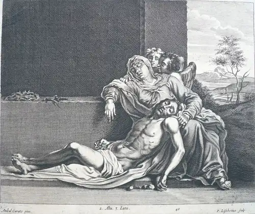 Lisebetten, Pieter van (1630 - Antwerpen - 1678),, Pietà. Kupferstich nach Annibale Carracci (1560 - 1609) "Christ of Caprarola"