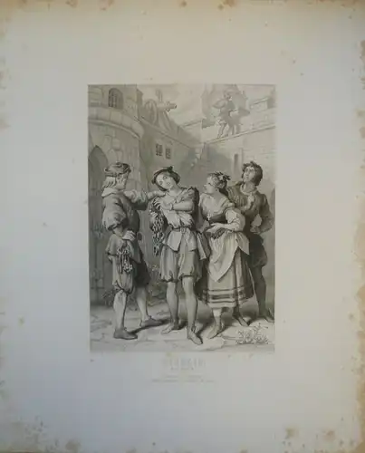 Moritz von Schwind`s Illustrationen zu Fidelio. 3 Kupferstiche von Heinrich Merz und 1 weiterer von C. Gonzenbach nach M. v. Schwind