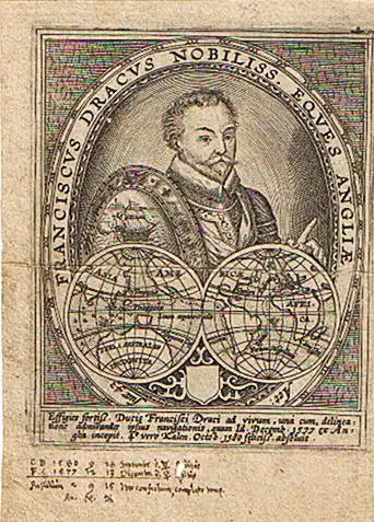 Portrait Francis Drake. Kupferstich