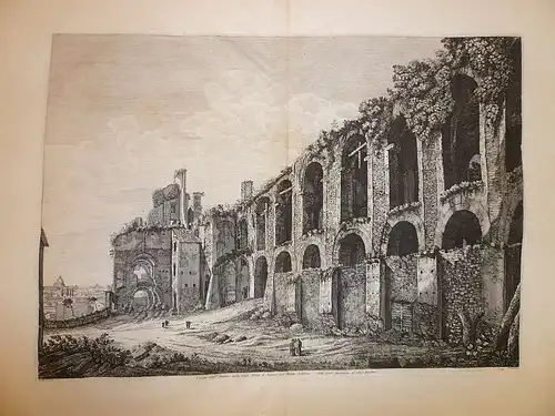 Rossini, Luigi (1790 Ravenna - Rom 1857),, Veduta degl`Avanzi della Casa Aurea di Nerone, sul Monte Palatino, dalla parte riguardante il Circo Massimo. Original-Radierung