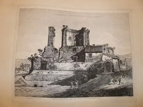 Rossini, Luigi (1790 Ravenna - Rom 1857),, Veduta del Castello dell`Acqua Giulia, secondo lo scavo fatto in quest`anno 1822. nella Via Tiburtina. Original-Radierung