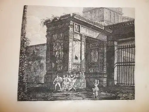 Rossini, Luigi (1790 Ravenna - Rom 1857),, Veduta dell`Arco di Settimio Severo nel Foro Boario. Original-Radierung
