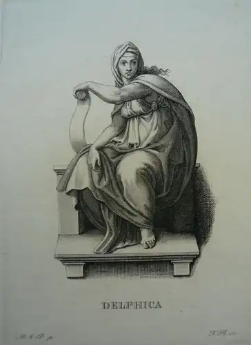 Ruscheweyh, Ferdinand (1785 - Neustrelitz - 1846),, Delphica (Sibylle von Delphi). Radierung