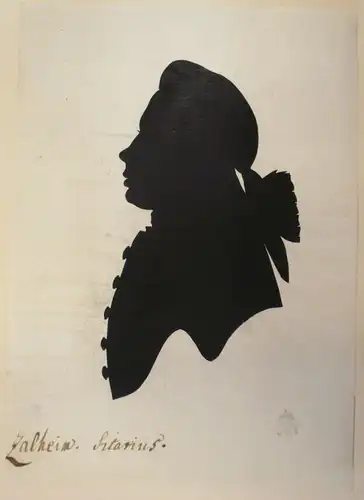 Scherenschneider des 18. Jahrhhunderts,, Silhouette Franz de Paula Zaglauer von Zahlheim (ca. 1753 - 10.3.1786). 2 Bätter: Scherenschnitt und Radierung nach der Silhouette, unbekannter Künstler