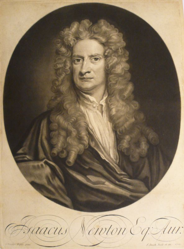 Smith, John (1652 Daventry - 1742 Northhampton),, Bildnis Sir Isaac Newton. Schabkunstblatt nach Sir Godfrey Kneller (1646 L�beck - 1723 London) 0