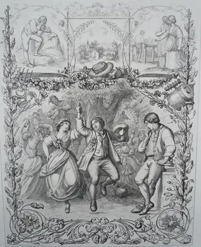 Sonderland, Johann Baptist (1805 - Düsseldorf -  1878,, Volksfest (Tanzendes Paar) Radierung bei Le Curmer, Paris